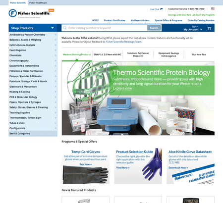 Fisher Scientific Site Redesign